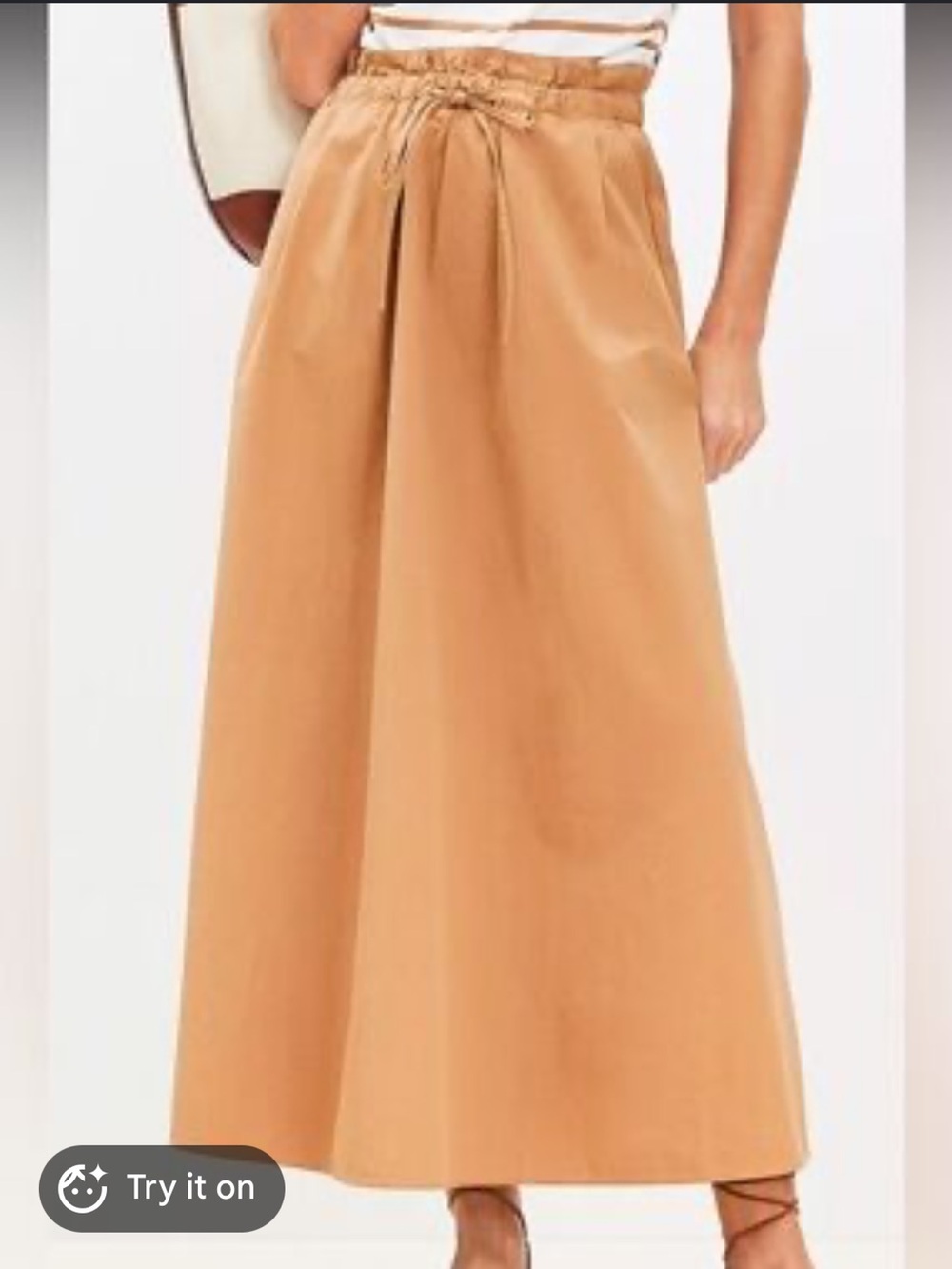 Ann Taylor Loft High-Waist Paperbag Maxi Skirt in Camel Size M Boho Preppy